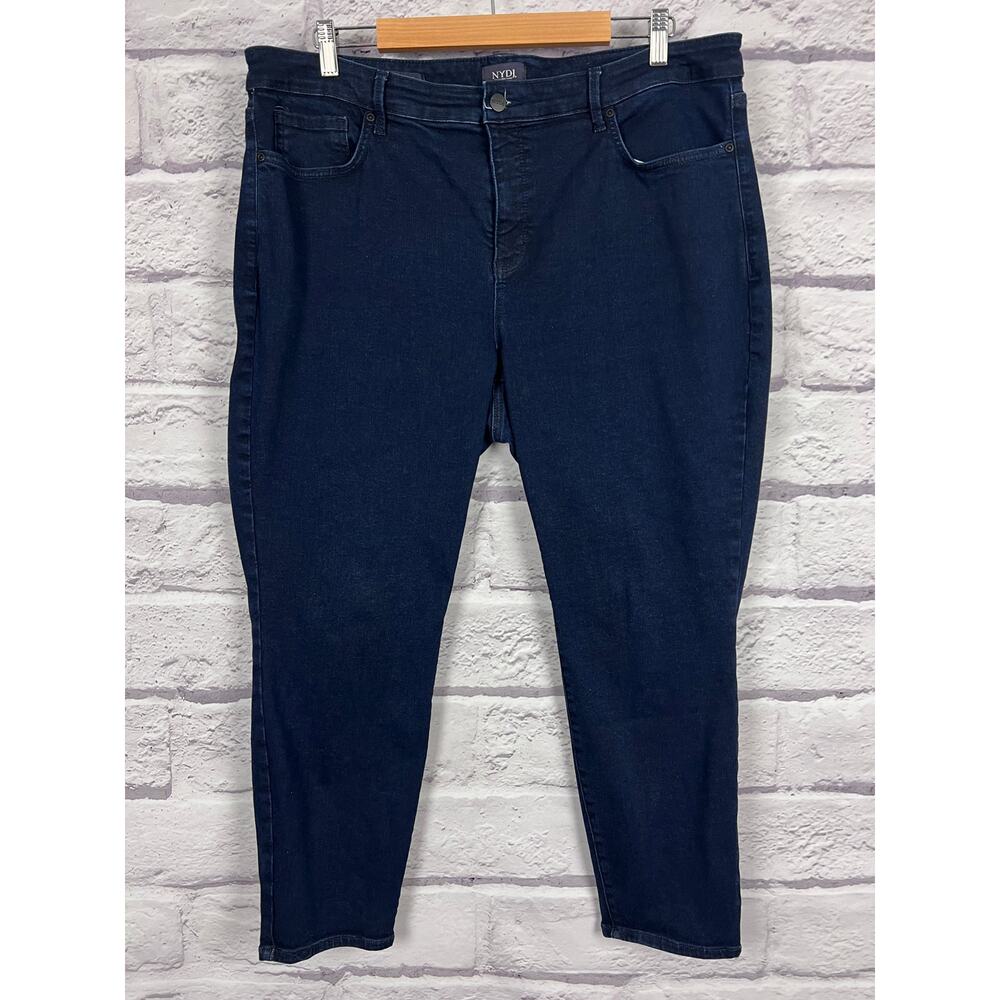 NYDJ Womens 18W Classic Minimalist Old Money Lift Tuck Skinny Ankle Jeans Dark - Picture 3 of 11